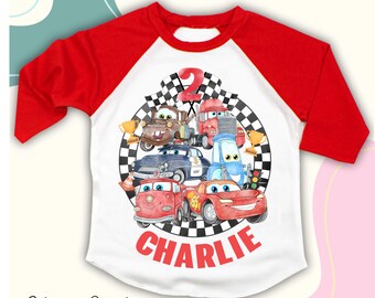 Inspiriertes Auto-Geburtstags-Jungen-Shirt, personalisiertes Auto-Thema-Party-T-Stück
