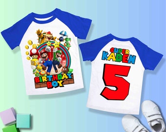 Mario Birthday Custom T Shirt, Super gift, Personalized Family shirt, Mario Party shirt, Gift Birthday Shirt, family tees/ Raglan shirt SM38