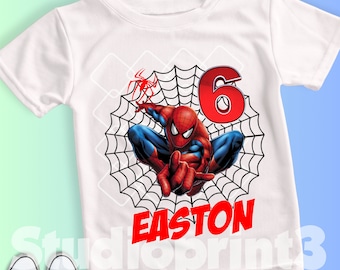 Camiseta de cumpleaños inspirada en arañas, fiesta temática de arañas y sus amigos, camiseta personalizada, camiseta de regalo de cumpleaños, camisetas familiares SY45