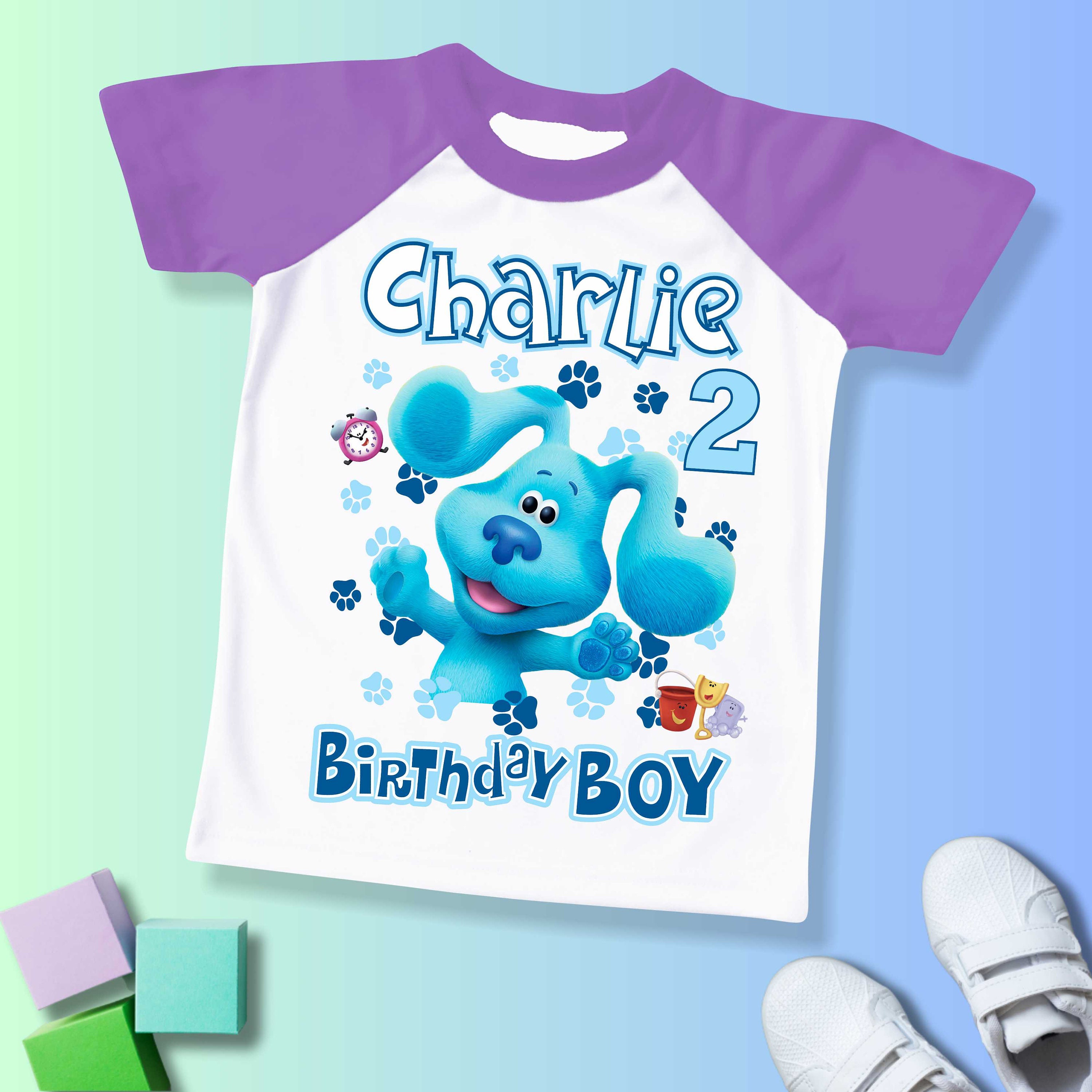 Discover Blue Dog Inspired Birthday T Shirt, Blue Funny Dog theme Party, Blue Dog Personalized shirt kids, Gift Birthday Shirt, family tees Custom