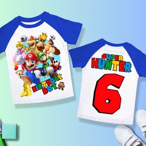 Mario Birthday Custom T Shirt, Super gift,Personalized Family shirt, Mario party,Gift Birthday Shirt, family tees/ Raglan shirt all sizeSM28 image 2