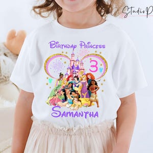 T-shirt prinses verjaardag, shirt prinsessenfeest, shirt meisjes verjaardag, gepersonaliseerd shirt kinderen, shirt verjaardag cadeau, familie T-shirts aangepast PS06