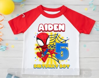 Personalized Spider Birthday Shirt, Friends Theme Party, Family Tees