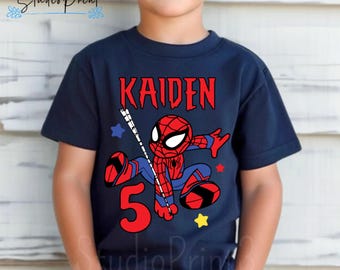 Camiseta de cumpleaños inspirada en arañas, fiesta temática de arañas y amigos, camiseta temática para cumpleaños, araña, todas las tallas, camiseta unisex