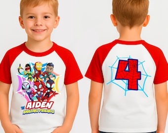Spider Inspired Birthday T Shirt, Spidey & His friends theme Party, Personalized shirt, Gift Birthday Shirt, family tees