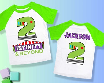 Two Infinity and Beyond Birthday T Shirt,  theme Party,  lightyear Personalized shirt, Gift Birthday Shirt, family tees Custom BZ06