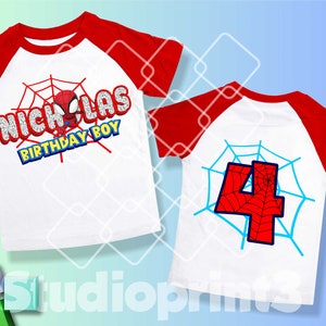 Spider Inspired Birthday T Shirt, Spid & His friends theme Party, Personalized shirt, Gift Birthday Shirt, family tees/ Raglan shirt SY41