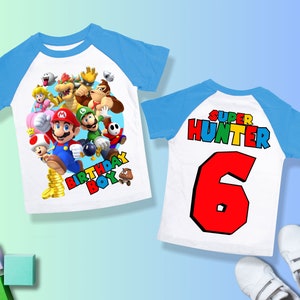 Mario Birthday Custom T Shirt, Super gift,Personalized Family shirt, Mario party,Gift Birthday Shirt, family tees/ Raglan shirt all sizeSM28 image 6