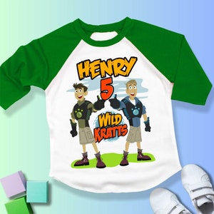 Wild Friends Birthday TShirt, Kratts theme Party, Wild Personalized shirt for kids, Gift Birthday Shirt, family tees CustomRaglan shirt WL05
