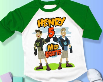 Wild Friends Birthday TShirt, Kratts theme Party, Wild Personalized shirt for kids, Gift Birthday Shirt, family tees CustomRaglan shirt WL05