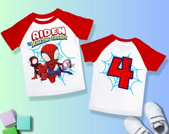 Personalized Spider Birthday Shirt, Friends Theme Party, Family Tees