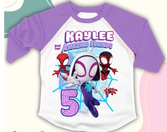 Spinnen Geburtstags-Shirt, Freunde-Themaparty, personalisiertes Familien-T-Shirt