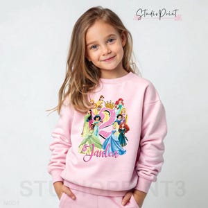 Princess Birthday Sweatshirt, Princess Party Sweatshirt, Girls Birthday Sweatshirt,Personalized sweatshirt kids,Gift Birthday SweatshirtPS01