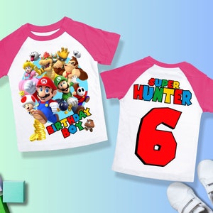 Mario Birthday Custom T Shirt, Super gift,Personalized Family shirt, Mario party,Gift Birthday Shirt, family tees/ Raglan shirt all sizeSM28 image 4
