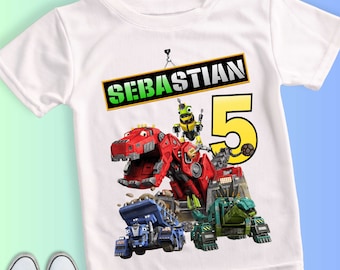 Dinosaurie-födelsedags-T-shirt, supergåva, personlig familjetröja, alla färger, alla storlekar, korta, 3/4- och långa raglanärmar DN02