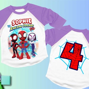 Spider Inspired Birthday T Shirt, Spidey & His friends theme Party, Personalized shirt, Gift Birthday Shirt, family tees SY17 image 4