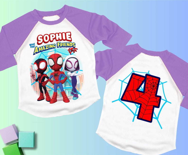 Spider Inspired Birthday T Shirt, Spidey & His friends theme Party, Personalized shirt, Gift Birthday Shirt, family tees SY17 image 4