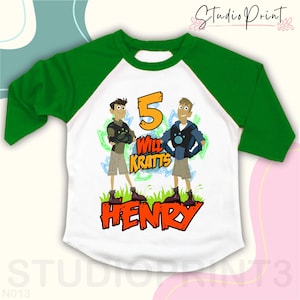 Wild Friends Birthday TShirt, Kratts theme Party, Wild Personalized shirt for kids, Gift Birthday Shirt, family tees CustomRaglan shirt WL08