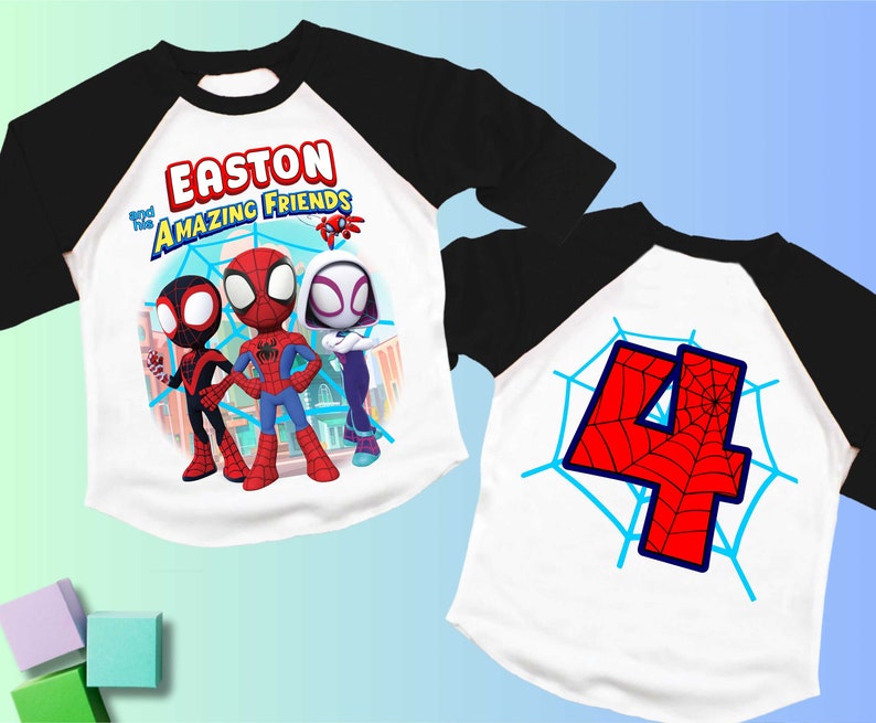 Spider Inspired Birthday T Shirt, Spidey & His friends theme Party, Personalized shirt, Gift Birthday Shirt, family tees SY17 image 6