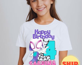 Spider-geïnspireerde verjaardagsshirt, themafeest spin en zijn vrienden, gepersonaliseerd shirt, shirt verjaardag cadeau, familie-T-shirts/raglanshirt SY48