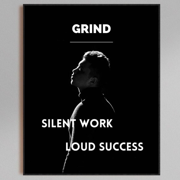 Motivierende Wandkunst, Grind-Wandkunst, Poster, Bürodekoration, Hektik, Erfolg, Motivation.