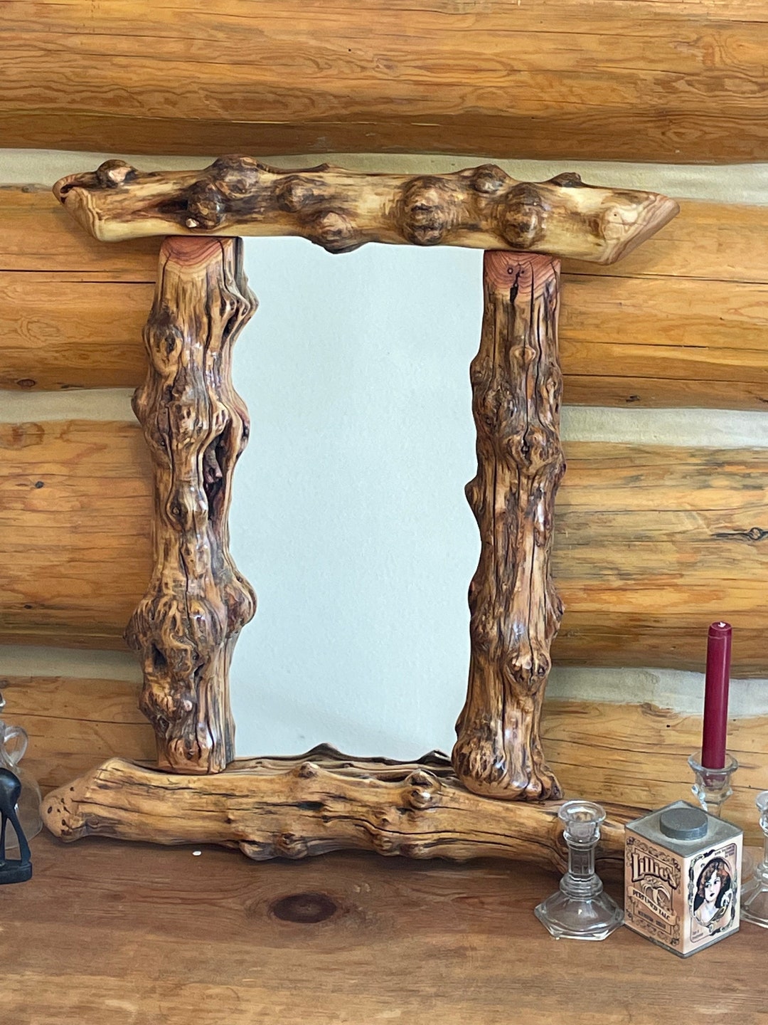 Rustic Mirror Wall Mirror Handcrafted Wood Mirror Farmhouse Etsy