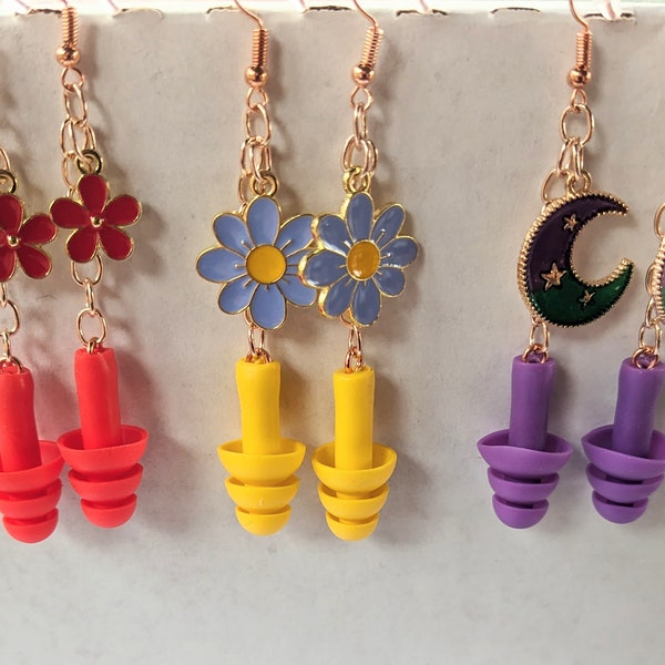 Earplugs Earrings with Charms (Rose Gold Chain)