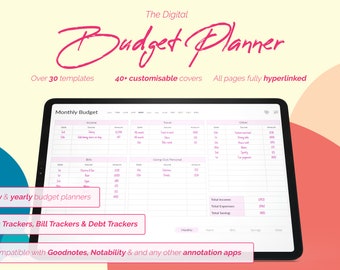 Digital Budget Planner, Finance Planner, Finance Tracker, Budget Template, Savings Tracker, For iPad, Tablet, Goodnotes, Notability