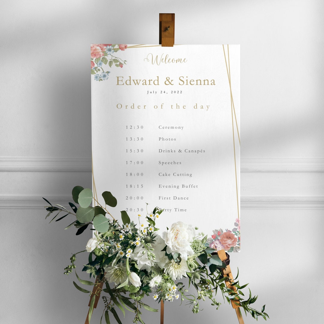 Wedding Timeline Template, Fully Customisable, Printable Wedding Schedule, Minimalist Wedding ...