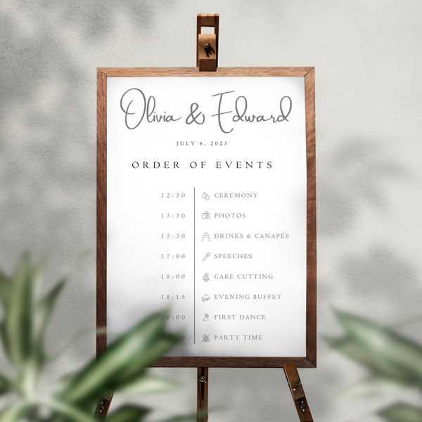 Wedding Timeline Template, Fully Customisable, Printable Wedding Schedule, Minimalist Wedding Itinerary, Modern Wedding