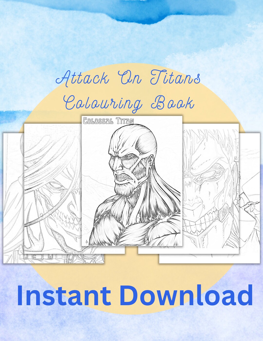Attack on Titans Colouring Book Pages Digital Digital - Etsy