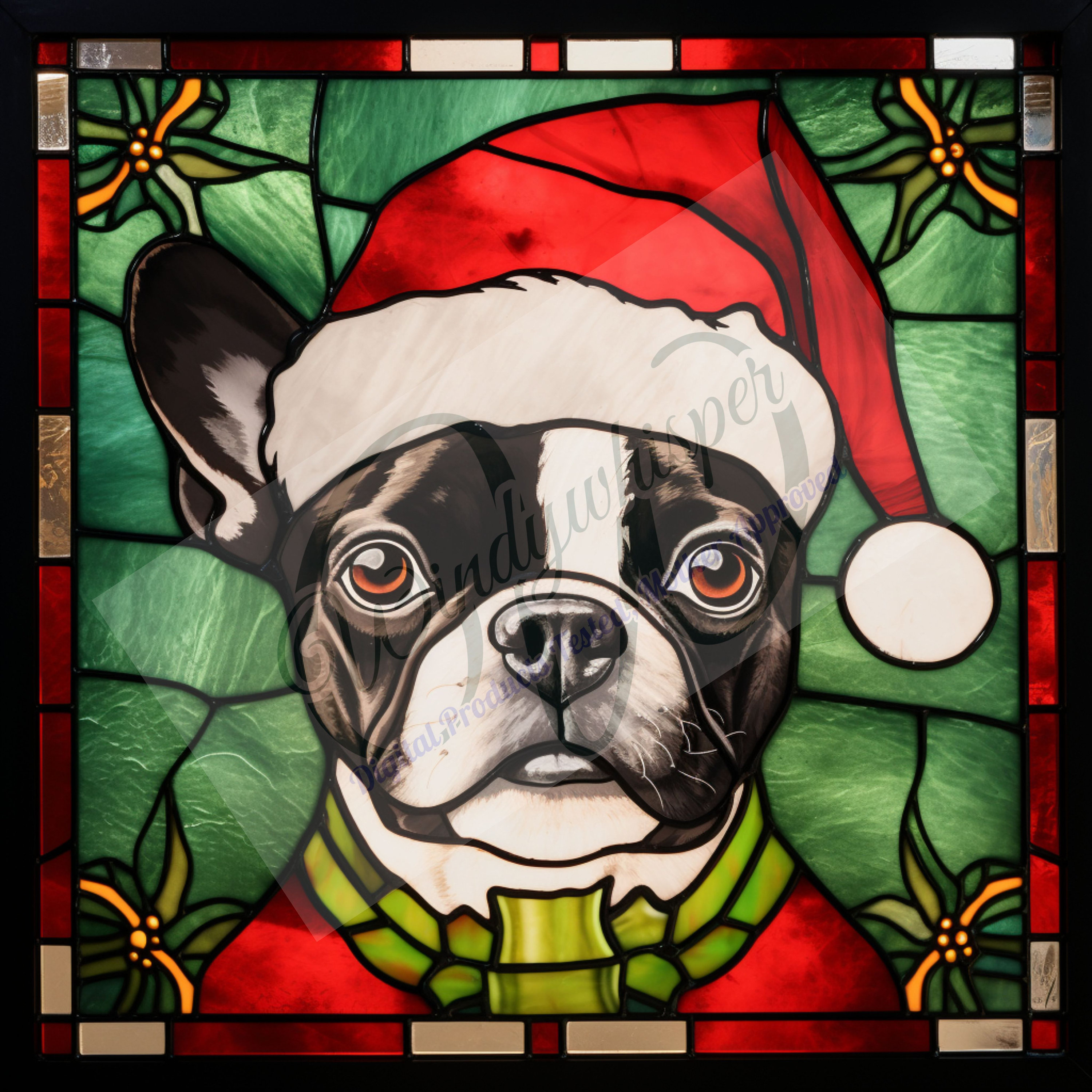 12 Stained Glass Boston Terrier High Quality Jpgs Digital Etsy