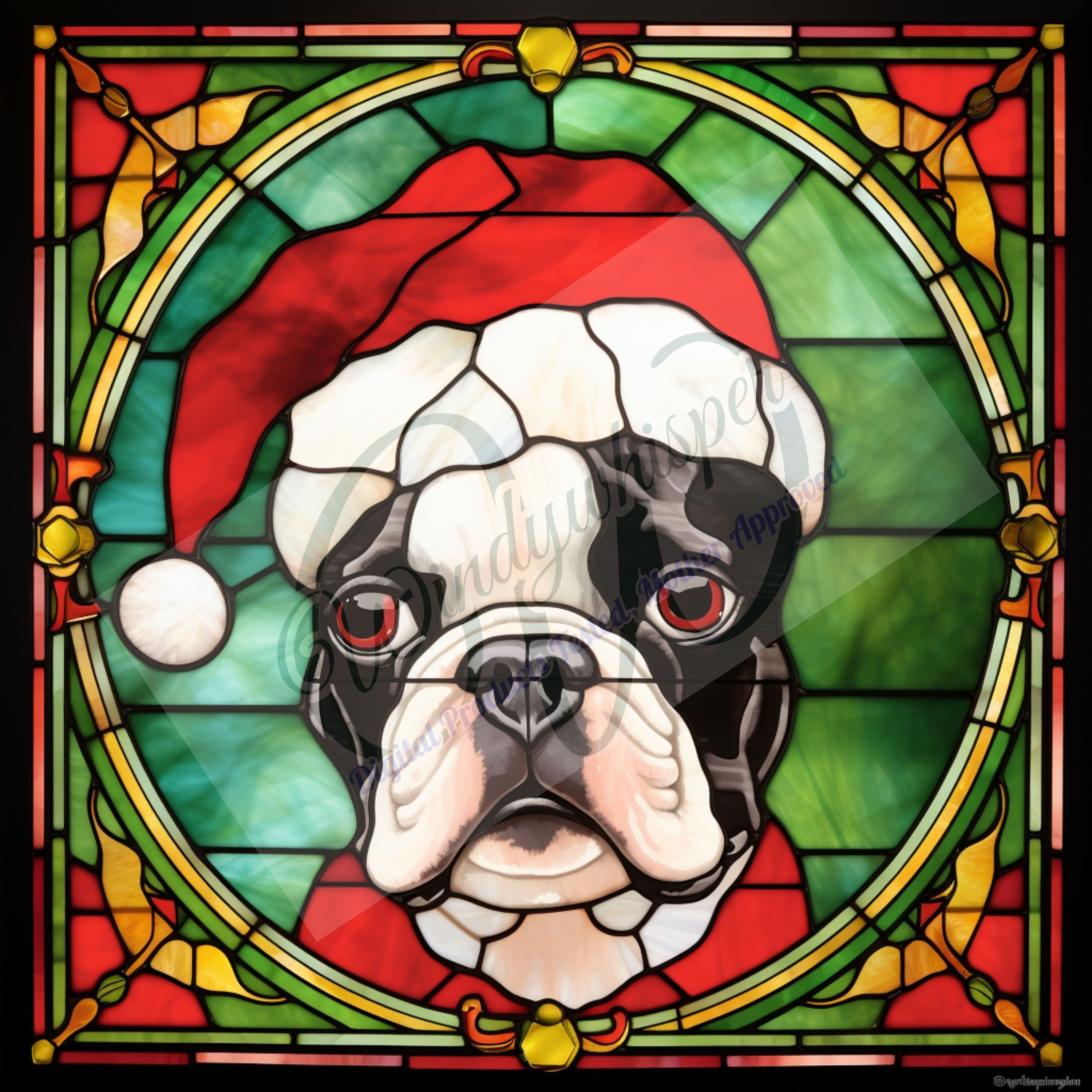 12 Stained Glass Boston Terrier High Quality Jpgs Digital Etsy