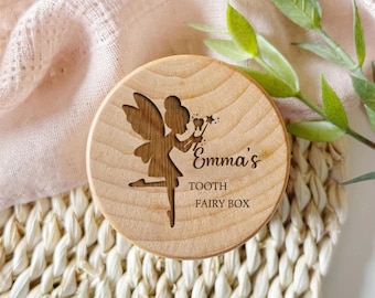 Personalized Engraved Baby Girls Tooth Box, Keepsake Box for All Baby Teeth, Tooth Holder, Custom Wooden Tooth Fairy Box Girls Gift