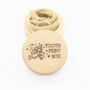 Scatola dei denti per bambina personalizzata con incisione, scatola dei ricordi per tutti i denti da latte, porta denti, scatola personalizzata per fatina dei denti in legno, regalo per ragazze Design 4