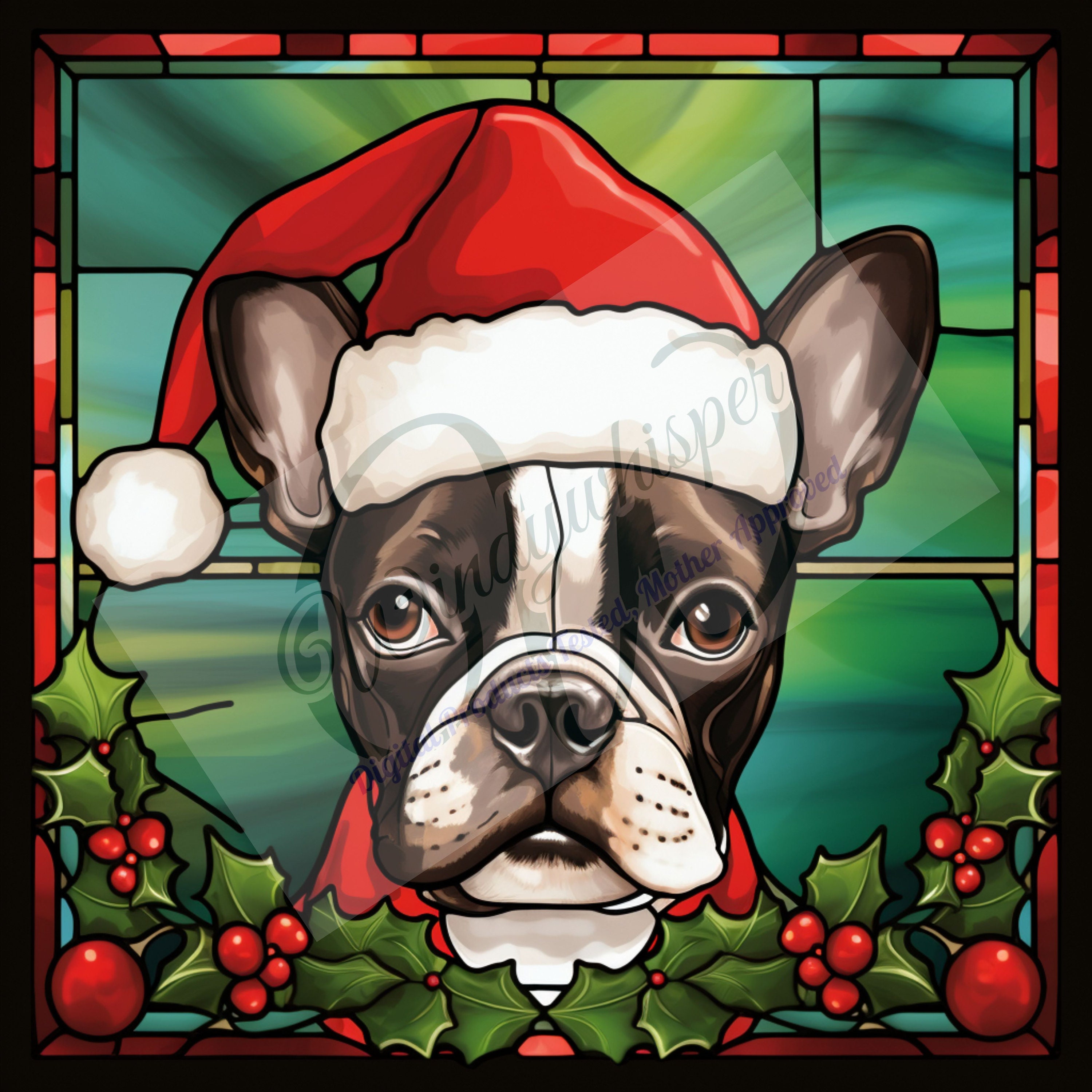 12 Stained Glass Boston Terrier High Quality Jpgs Digital Etsy