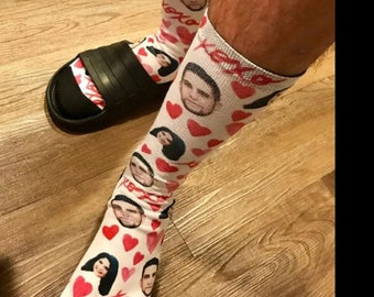 Individuell bedruckte Socken, Ihr Foto, Haustier, Gesichtssocken, personalisierte lange Socken, bunte Socken für Männer, Frauen, lustige Neuheitssocken, Geschenke