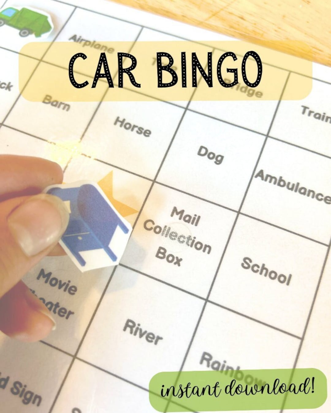 Car Bingo Printable Game Kids Road Trip Activities Bored Fun Etsy UK