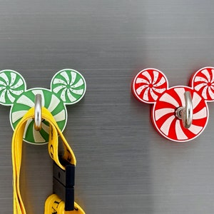 Peppermint Mouse Magnetic Hook - Disney Cruise Door Magnet - Fish Extender Gifts - Disney Lanyard Hanger - Disney Christmas