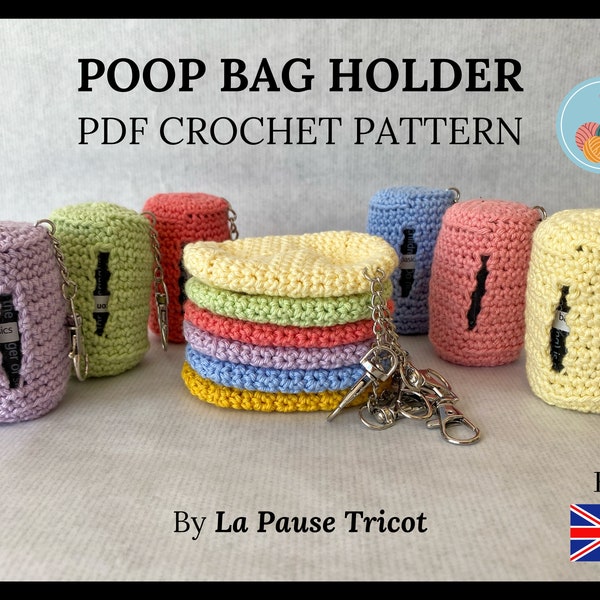PDF CROCHET PATTERN ! Poop bag holder / poop bag dispenser / waste bag dispenser, english pattern dog accessories