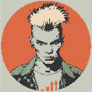 Punk Man bold unique cross stitch pattern, modern home decor -PDF only