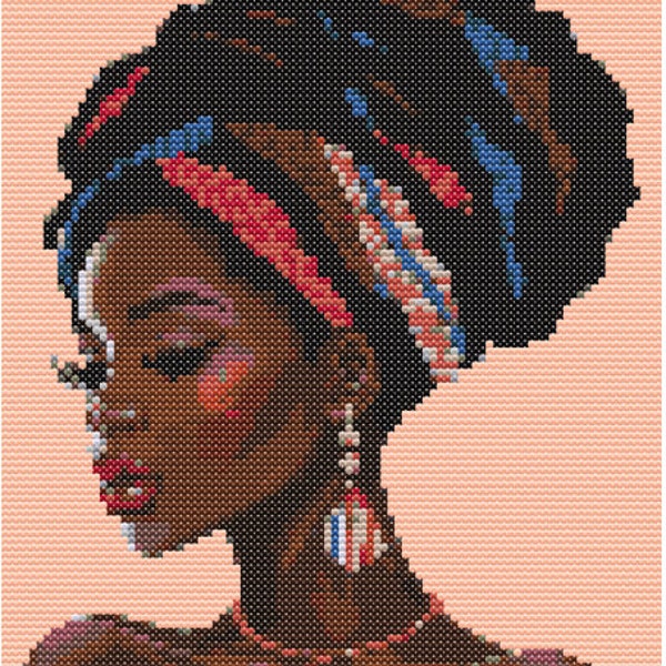 Woman in Headscarf, beautiful woman cross stitch pattern, modern home decor -PDF Files only