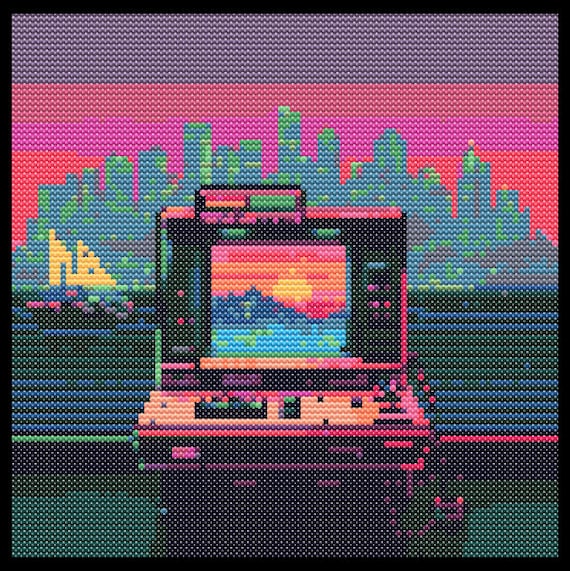 口コミ サイト 商品 Stitch Cross Art Pixel PC Retro 80s Pattern Only Files PDF - アクセサリー