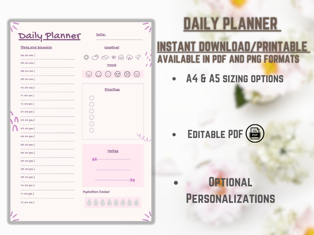 Daily Planner Printable, Cute Planner, to Do List, Instant Download ...
