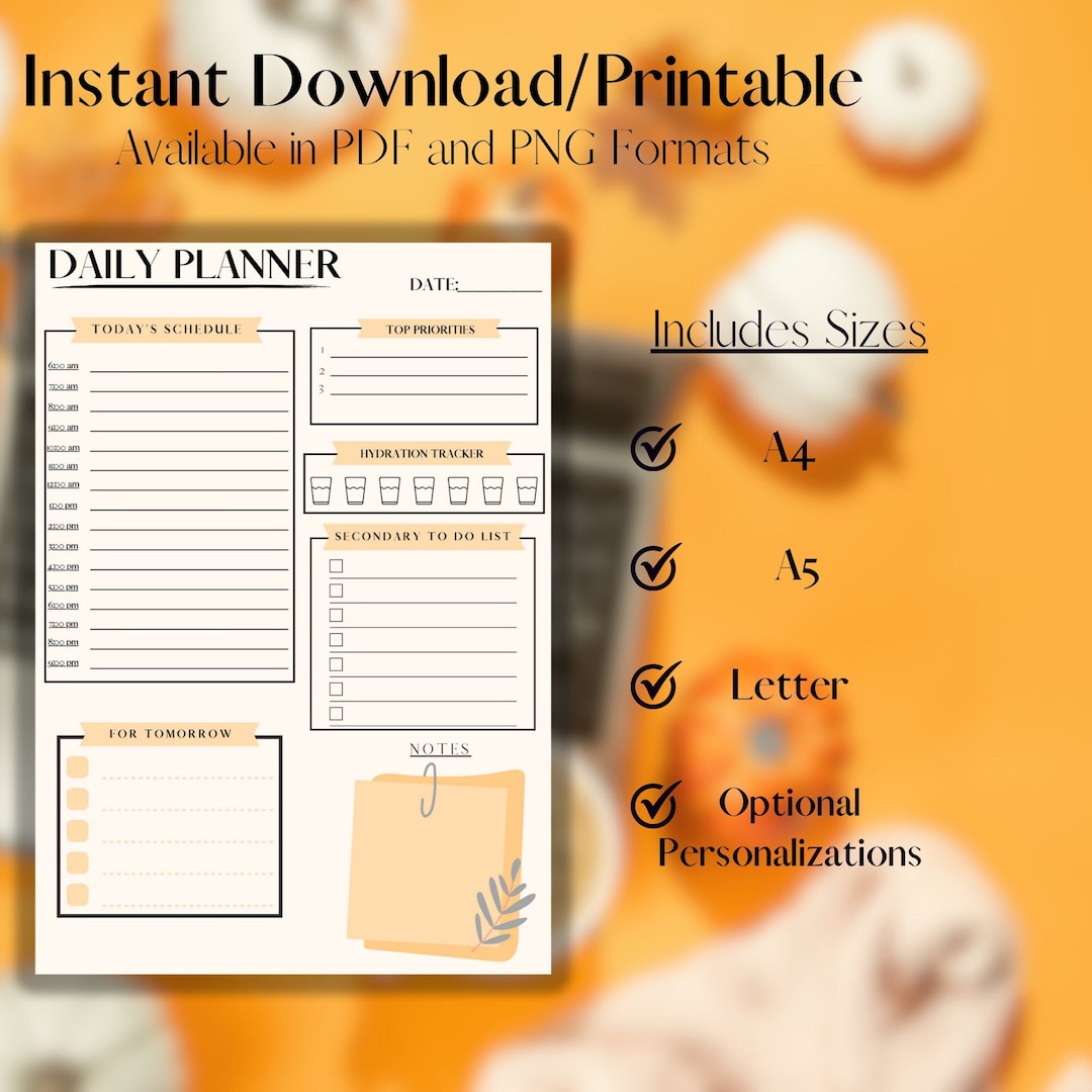 Daily Planner Printable, Cute to Do List, Minimalist, Digital Template ...