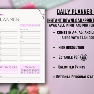 Daily Planner Printable, To Do List, Water Tracker, Instant Download, PDF, Minimalist, Cute Planner, Planner Template, Checklist, Schedule,