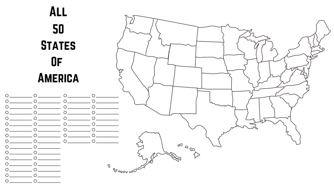 Map of America Printable, Learning Tool, Coloring Template, Summer ...