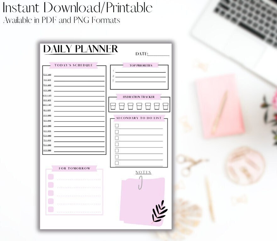 Daily Planner Printable, Cute to Do List, Minimalist, Digital Template ...
