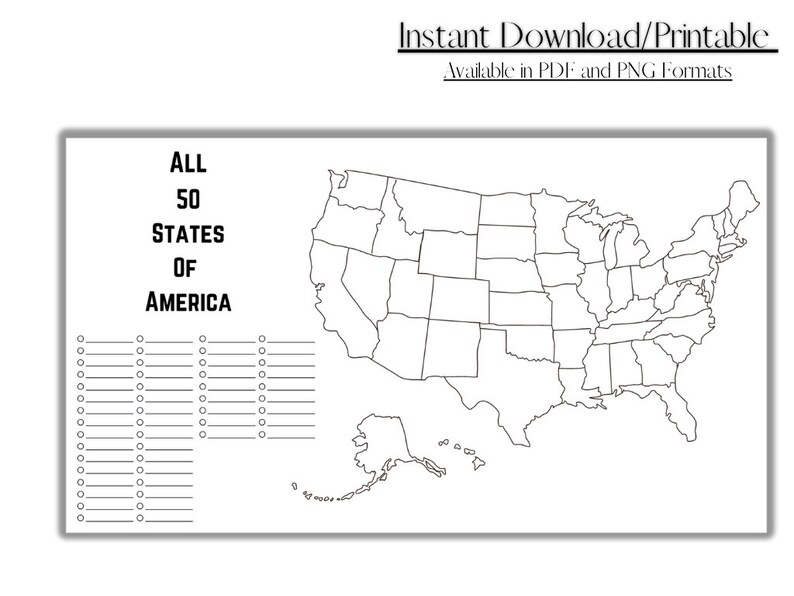 Map of America Printable, Learning Tool, Coloring Template, Summer ...