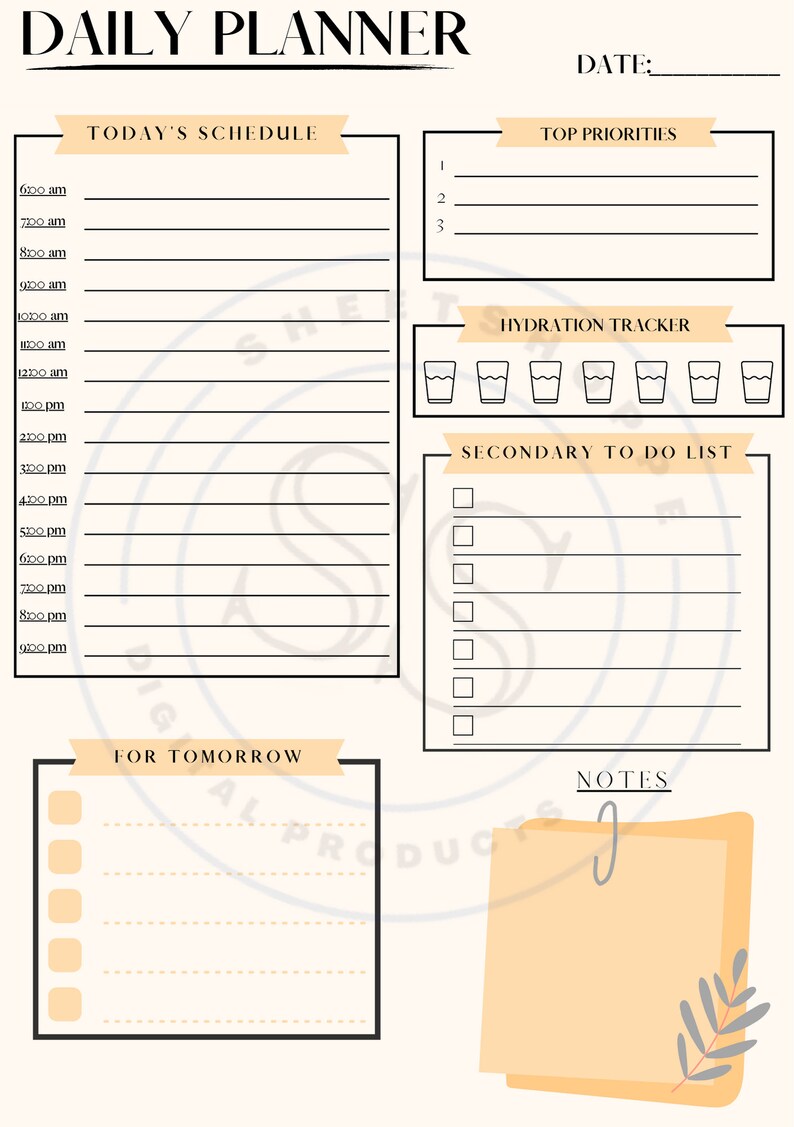 Daily Planner Printable, Cute to Do List, Minimalist, Digital Template ...